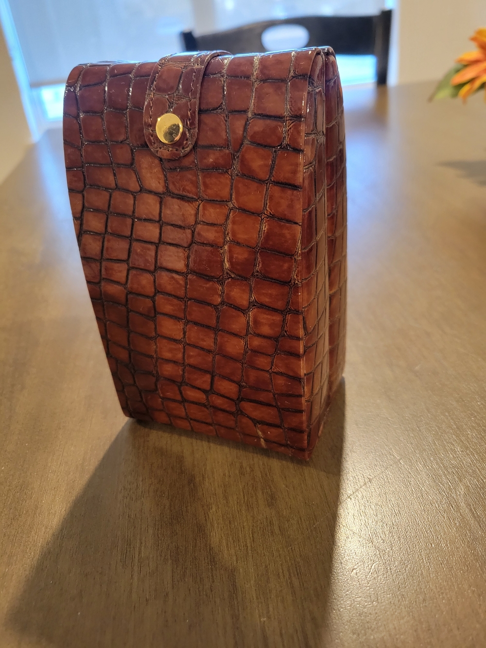 Vintage Croc-Textured Jewelry Case